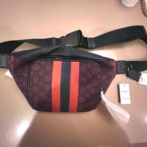 Thompson Belt Bag In Signature Jacquard With Varsity Stripe. Brand new with tags